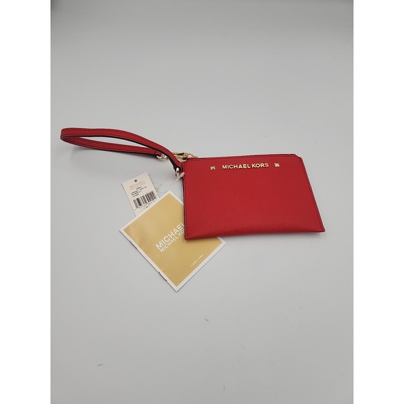 NWT Michael Kors‎ Karla Bright Red Small  Wristlet Leather